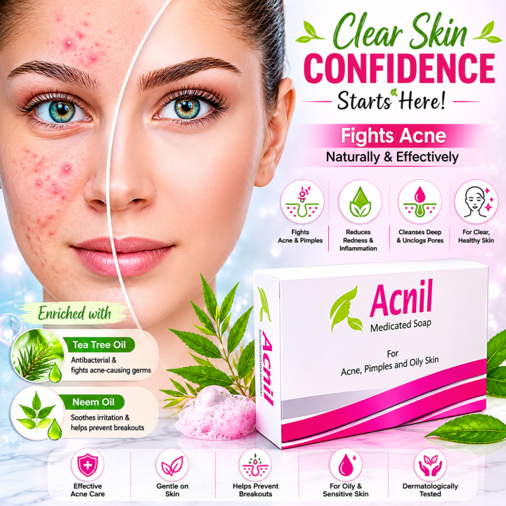 Acnil Soap - Pimples & Oily Skin - Deep Cleansing Tea Tree & Neem Oil ...