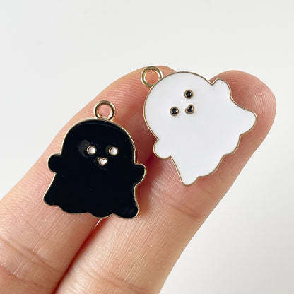 2Pcs Black & White High Quality Cute Ghost Charms For Bracelet