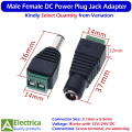 2 or 10 Pair Male Female DC Power Plug Jack Adapter 2.1mm x 5.5mm 12V 24V Connector by Electrica. 