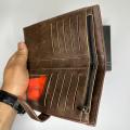 Original Balisi BL02C Men's Leather Bifold Long Wallet with Push Button Closure. 