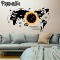 ( PREMIUM DECORE ) 3D wall clock | world map wall clock | DIY wall clock World Map Wooden Wall Clock for Home and Offices, wall clock for bedroom.. 