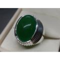 Yemeni Natural Sabz Aqeeq Mens Ring Sterling Silver 925 Green Agate Ring Handmade Green Carnelian Ring Chandi Ring Sabaz Akik Ring Hakik Ring Aqiq Ring. 