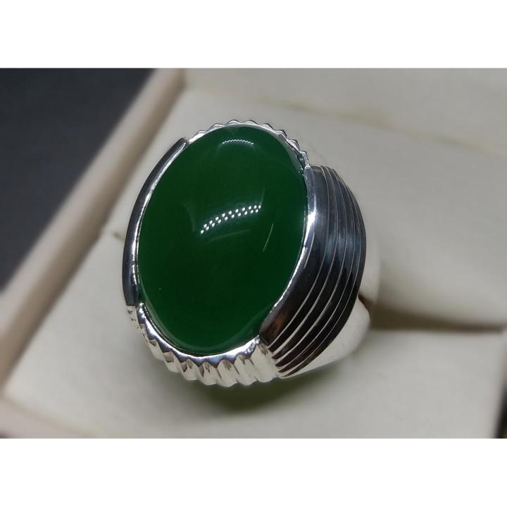 Yemeni Natural Sabz Aqeeq Mens Ring Sterling Silver 925 Green Agate Ring Handmade Green Carnelian Ring Chandi Ring Sabaz Akik Ring Hakik Ring Aqiq Ring