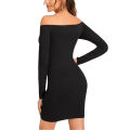 Women  Off Shoulder Ruched Dress Fashion Long Sleeve Off Shoulder Dress for Women Ladies. 