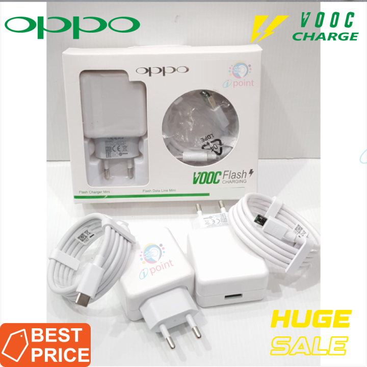 Original Vooc 20W Fast Charger for Oppo | Oppo 20w Fast Charger with Cable | Oppo 20w Vooc Charger with Cable | Oppo Fast Charger with USB A to (Micro & Type C) VOOC  Charging Cable fpr Oppo f11,f11 Pro,f5,f9,f15, and many other Oppo smart phones