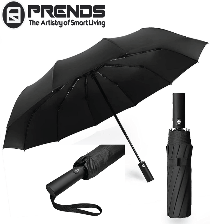 PRENDS 12 Ribs Large Folding Umbrella - Automatic Folding Umbrella  and Windproof Resistant Umbrella for Women Man 1-2 People