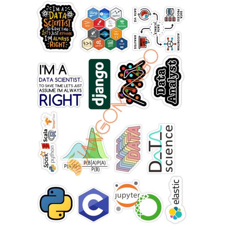 10 Pcs Data Science Programming Language Logo Stickers Pack For Laptop, Desk , Notebook and  Mobile Covers DIY Stickers - JangoMango Store