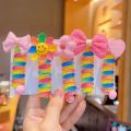Rainbow Hair Rope Phone Scrunchies Korean Style Girls Phone Cord Spiral Hair Tie High Elastic Ponytail Rope Hair Accessories. 