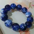 Natural Blue Flower Amber Bracelet Men Women Real Baltic Amber-beads Elastic Beaded Bracelet Bangles Fashion Jewelry Accessories. 