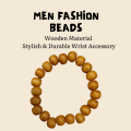 Men's Wooden Beads Bracelet – Natural Hardwood | Stylish Wrist Accessory, Hardwood Beaded Bracelet for Men, Men’s Fashion Bracelet, Men’s Natural Wood Beads Bracelet. 