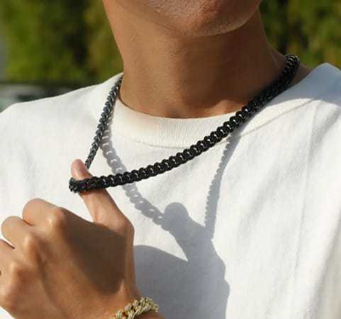 Black Cuban Style Chain Necklace For Men Neck Fashion 2022