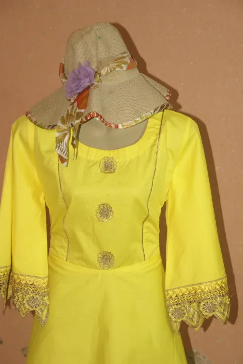 Yellow%20Stylish%20mini%20embroidered%20frock%20-%20Image%203