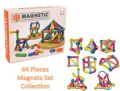64 Pieces Magnetic Toys Building Blocks - Large Magnets Bar and Balls Construction Set - 25 / 36 / 42 / 64 Pieces Montessori Educational Kids Toys For Children Early Educational Toys Set, Magnetic Building Sticks Kit Kids Gift for Age 3+, Recreational Bui. 