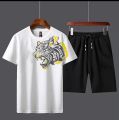 T Shirt and Black Shorts Gym wear Tiger printed summer track Men's Clothing Summer Breathable and comfortable. 