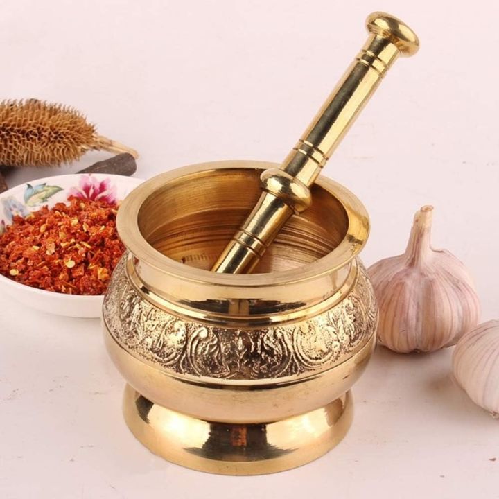 Mortar and Pestle Sets, Pure Copper Spice Grinder Pill Crusher, Ergonomic Design with Anti Slip Base and Comfy Grip, Herb Bowl, Pesto Powder