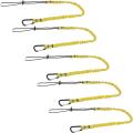 5 Pack Retractable Bungee Cord With Aluminum Lock Carabiner And Adjustable Loop End Yellow. 