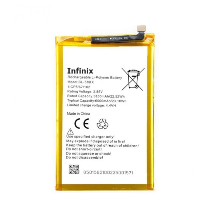 Infinix Hot 11 Play Battery BL-58BX Replacement Premium Quality 6000mah Battery For Infinix Hot 11 Play
