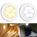 MIni Battery Powered Motion Sensor Night Light Magnetic Round Induction Night Lamp Eye Protection LED Smart Cabinet Light Bedroom. 