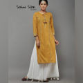 0156 Mustered Gota Work Kurta & Plazo. 