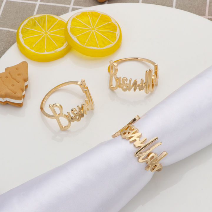 Alloy Blessing Bismillah Napkin Rings Eid Mubarak Muslim Islamic Ramadan Kareem Table Napkin Holder Wedding Party Decor