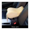 Car Center Console Armrest Cushion With Mobile Pocket Beige and Black. 