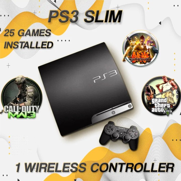 PlayStation%203%20Slim%20with%202%20wireless%20controller%20and%2025%20games%20%7C%20PS3%20-%20Image%204