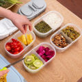 1 Pc - 2 Grid Reusable Plastic Food Storage Containers with Lids, Refrigerator Crisper Box Fresh Snacks Fruit Storage Box - Random Color. 
