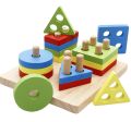Lewo Wooden Puzzle Toddler Toys Shapes Sorter Preschool Geometric Blocks Stacking Games for Kids Geometric Shape Sorter Wooden Puzzles Teaching Geometric Shape Cognitive Matching Toys colorful. 