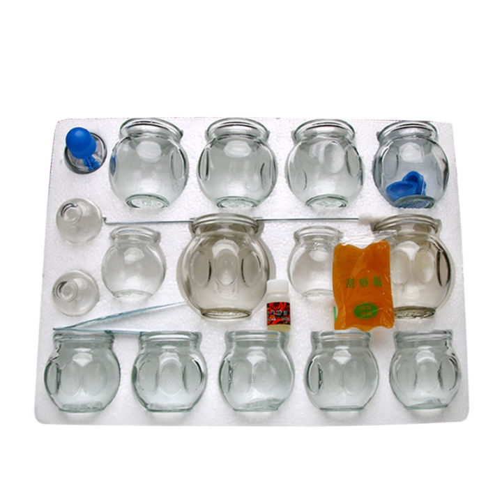 17 cans vacuum cupping set acupuncture moxibustion body massage home cupping glasses