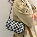 Women's Fashion Houndstooth  Print Crossbody Bag, Casual Versatile Retro Shoulder Purse, Lightweight for Shopping, Work, Travel, Commuting, Perfect Gift, Polyester Lining, Zip Closure, No Oil Edging. 