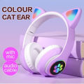 Cat Headphone / P47 Ear Wireless Bluetooth Headphones - Glowing LED Light-Up Foldable Headset for Kids and Adults. 