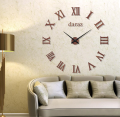 Frameless 3D DIY Wall Clock Wooden Surface Decorative Large Clock for Living Room Bedroom Office Home Decorations (Black). 