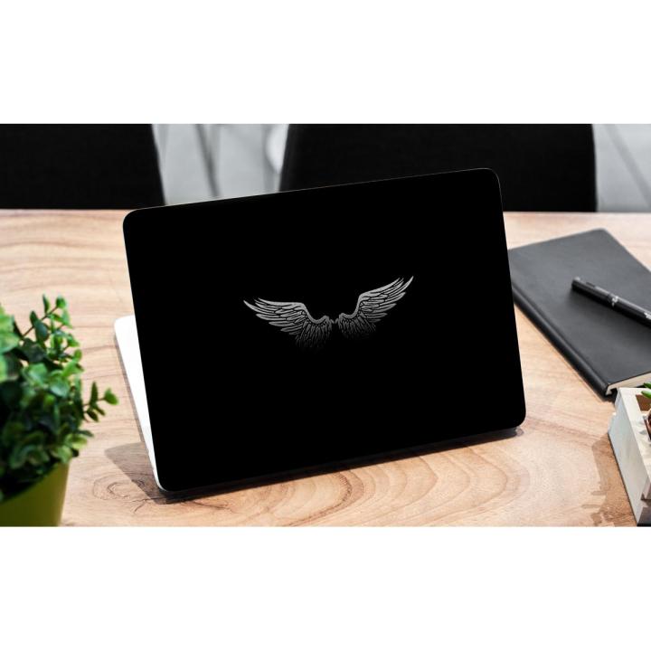 black-background-digital-art-minimalism-wings Laptop Skin Vinyl Sticker Decal, 12 13 13.3 14 15 15.4 15.6 inch Laptop Skin Sticker Cover Art Decal Protector Fits All Laptops
