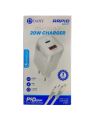 Dany iPhone Charger 20W Rapid R20-TI, PD + QC 3.0 Adapter with Cable Type C To Lightning (Type C To iPhone). 
