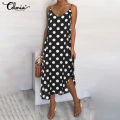 Pick for you Celmia Womens Ladies Summer Beach Polka Dot Sundress Evening Party Cocktail Midi Dress. 