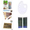 Set Of 5 - Acrylic Paints Pack Of 12, 10 Pcs multi Shape Brush, Sketch Book A4 ,Link Degree Pencil, Mixing Palette. 