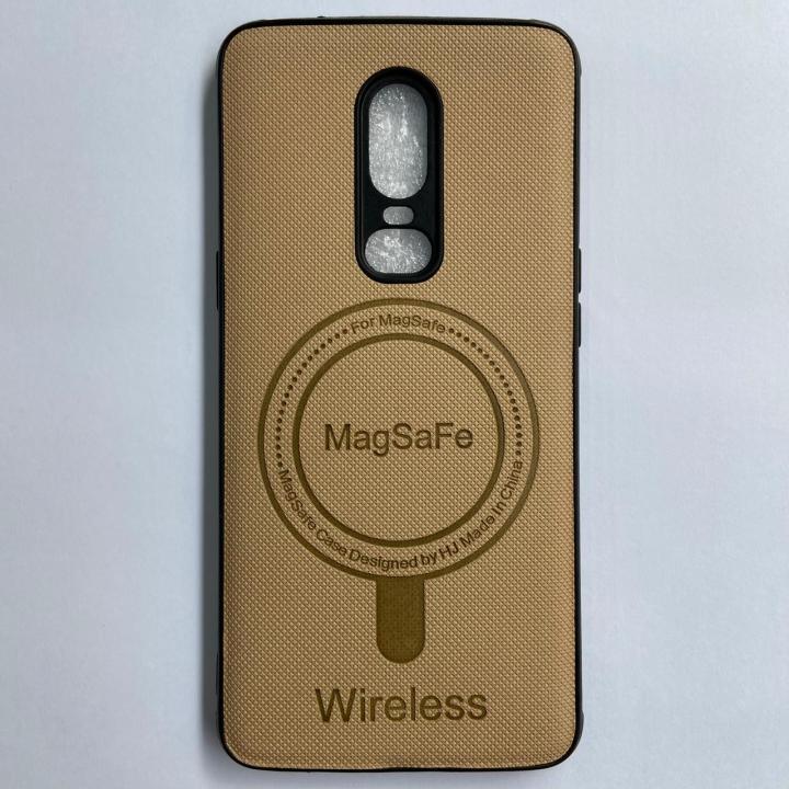 OnePlus 6 – Dotted Embossed Faux Leather Back Cover with MagSafe-Style ...