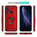Lereach For Motorola Moto One Fusion Plus / One Fusion+ Mobile Phone Case TPU Hard Ring Car Ring Bracket Shockproof Back Cover. 