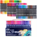 120 Colors upto 12 Acquarelle Brush Tip Art Markers Set – Dual Tip Watercolor Marker Pens for Calligraphy, Illustration, Hand Lettering, Drawing & Coloring – Artist Grade Ink for Kids & Adults. 