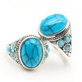 Turquoise Stone Men Ring Vintage Titanium Stainless Steel Seal Rings Punk Hiphop Male Finger Jewelry Gift. 