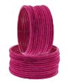 Hot pink | 24 pieces/ 2 Dozen velvet glass bangles of all sizes ( do, sawa do , dhai ). 