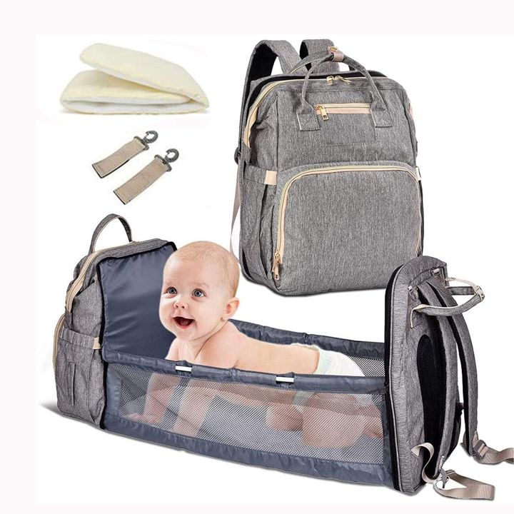 USB Fashion New Diaper Bags Backpack Multifunctional Foldable Baby Bed Crib Bag Large Capacity Stroller Bag Insulation Nursing Daraz.pk