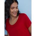 Women's Scoop Deep Neck Half Sleeves T Shirt (Plain). 