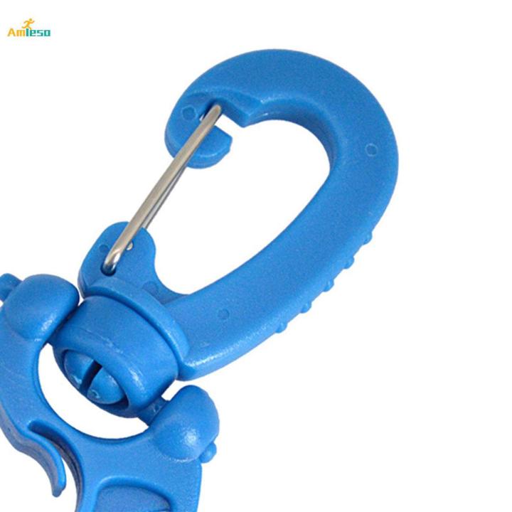 Scuba Hose Clip Snap Hook for Adults Snorkeling Universal Double BCD Dive Hose Holders Diving Dive 360 Degree Rotation Safety Equipment , Blue