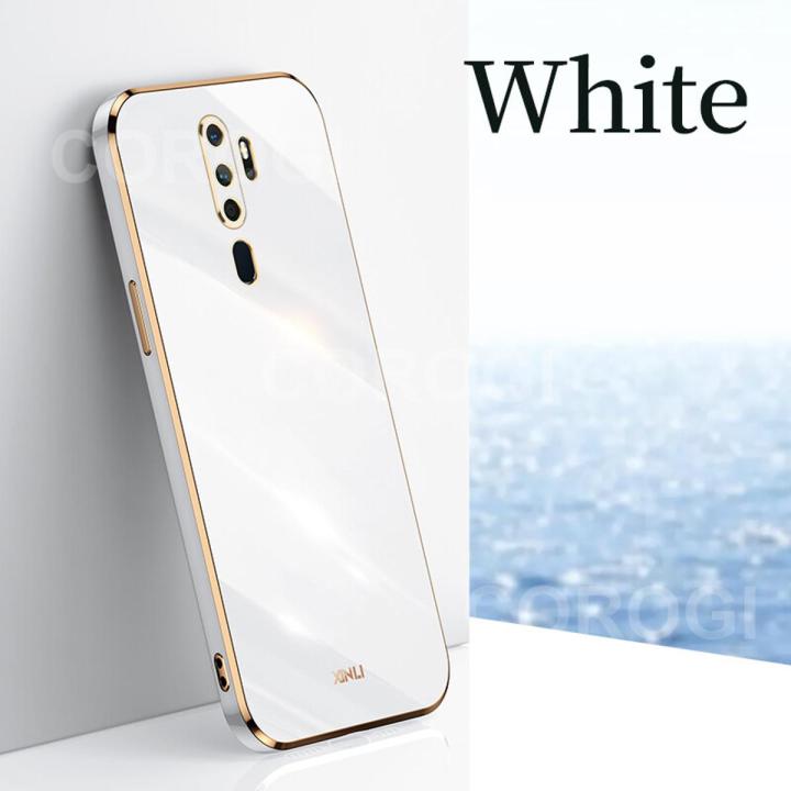 For OPPO A9 2020 / OPPO A5 2020 Back Cover Shiny Plating Square Bumper Soft Silicone Shockproof Protective Case