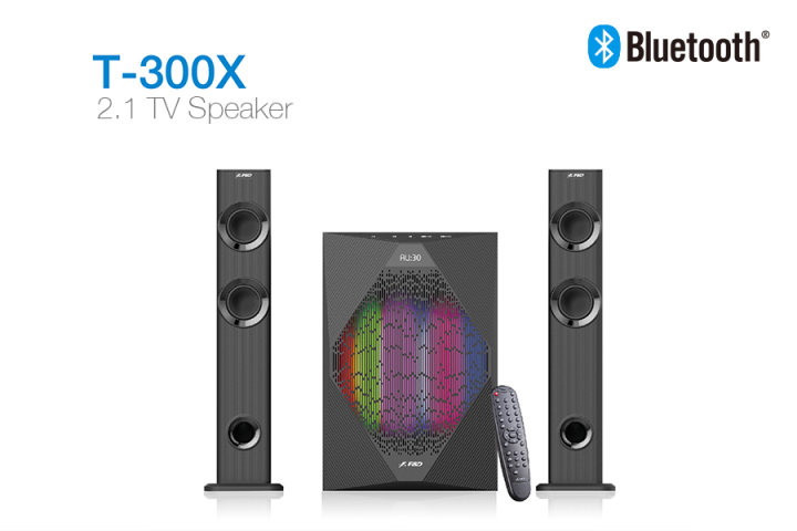 F&D T300X 140 W 2.1 Channel Soundbar Cum Tower Speaker Wireless Bluetooth Multimedia TV Speaker with Multicolor LED Display, Remote, Digital FM & USB