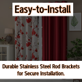 1 peice Stainless Steel Double Curtain Rod Brackets - Heavy-Duty Wall-Mount Holders for Window Curtains, Adjustable Support for 1 Inch Rods, Modern Design for Home or Office. 