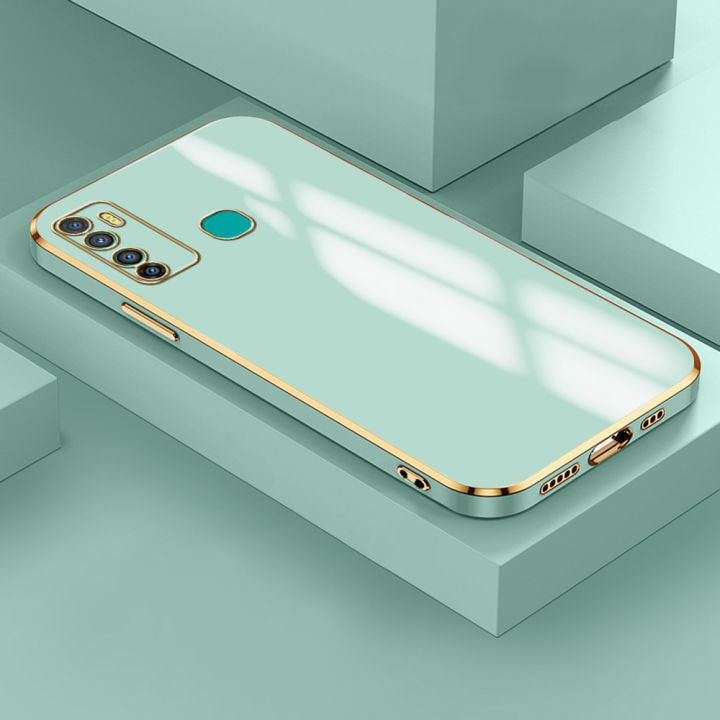 For Infinix Hot 9 Back Cover Fashion Shiny Plating Square Bumper Camera Protection Case Soft Silicone Shockproof Protective Mobile Phone Cases