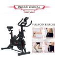 Exercise Spinning Bike, Black, Office Cardio Workout Training, Home Fitness Equipment with LCD Display and Heart Rate Adjustment - MOOSENG. 