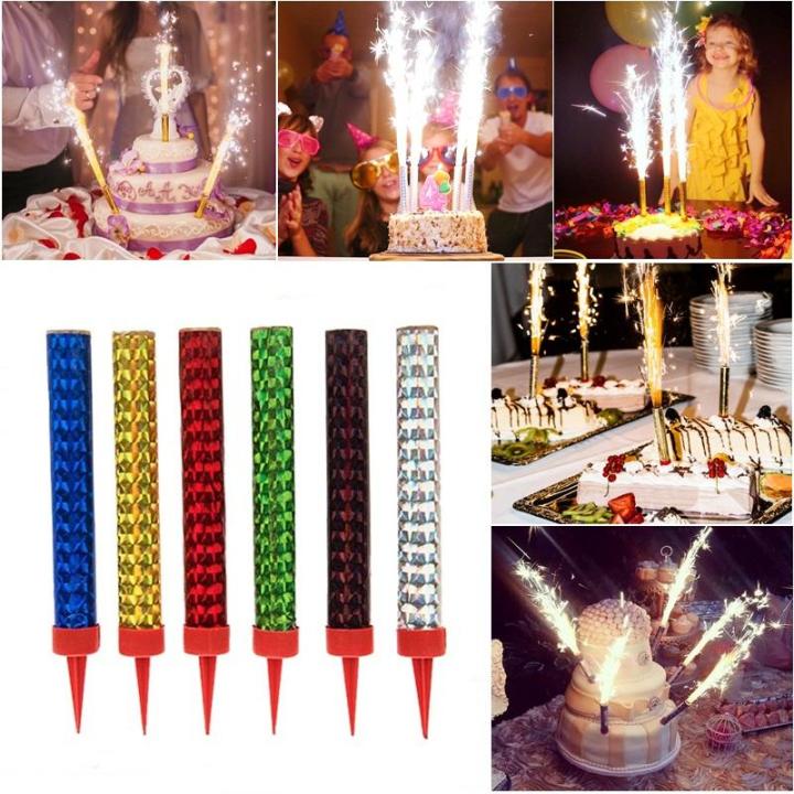 Pack of 6 Large Size Birthday Party Wedding Celebration Cake Sparkling Candles Supplies for Birthday / Festival Sparklers
